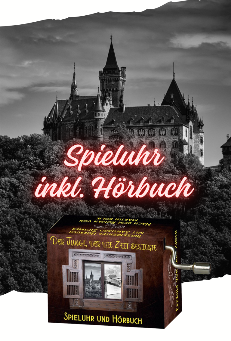 Spieluhr "La Paloma" inkl. QR-Code zum Hörbuch "Der Junge, der die Zeit besiegte"