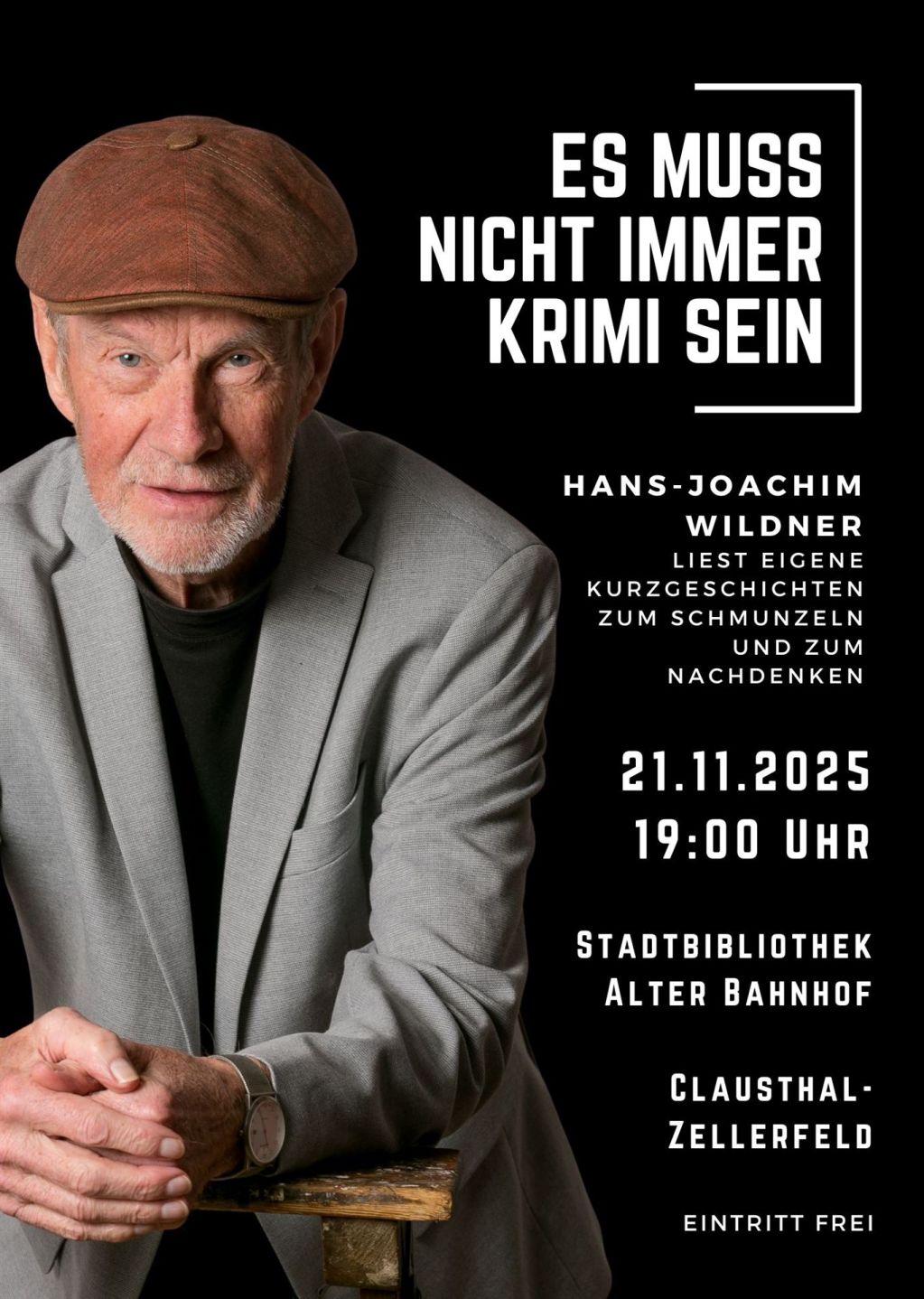 Hans-Joachim Wildner liest in der Stadtbibliothek "Alter Bahnhof" in Clausthal-Zellerfeld